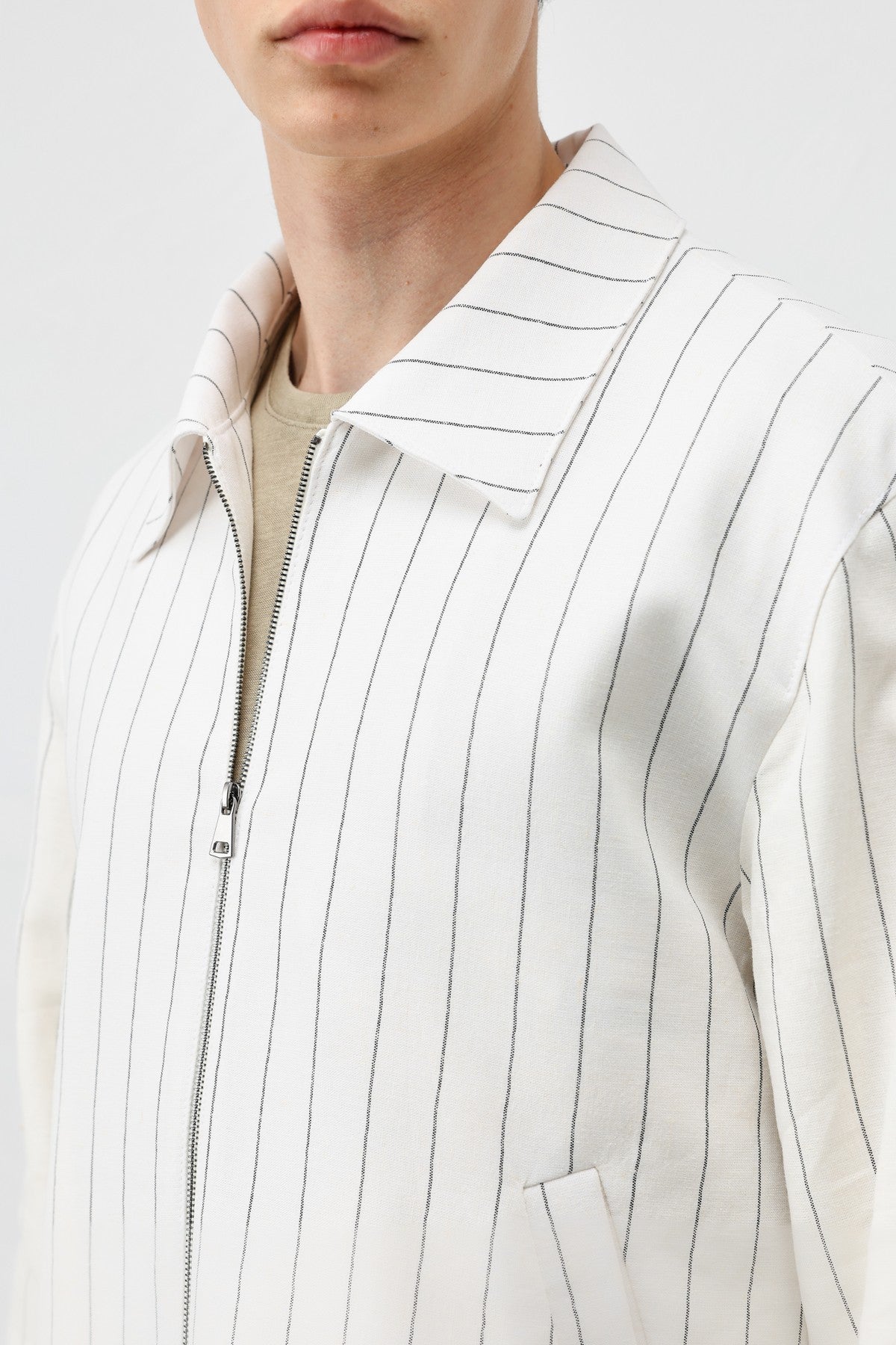 Antioch Men's Striped Jacket with Linen Blend