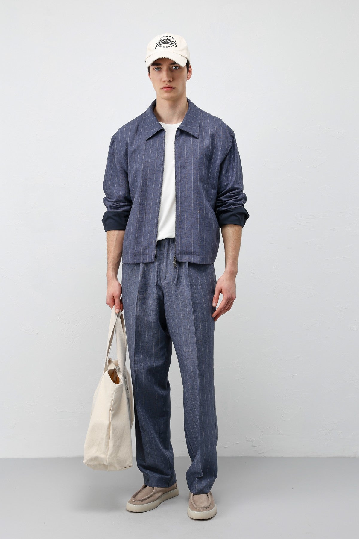 Antioch Men's Striped Jacket with Linen Blend