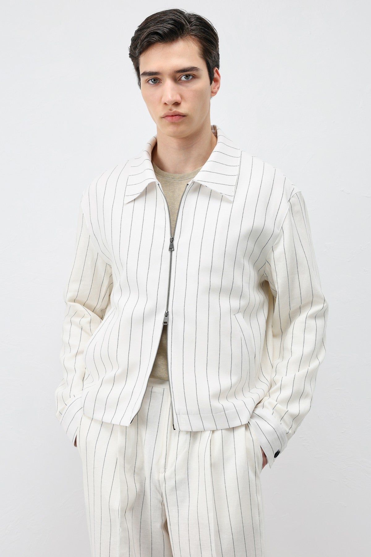 Antioch Men's Striped Jacket with Linen Blend