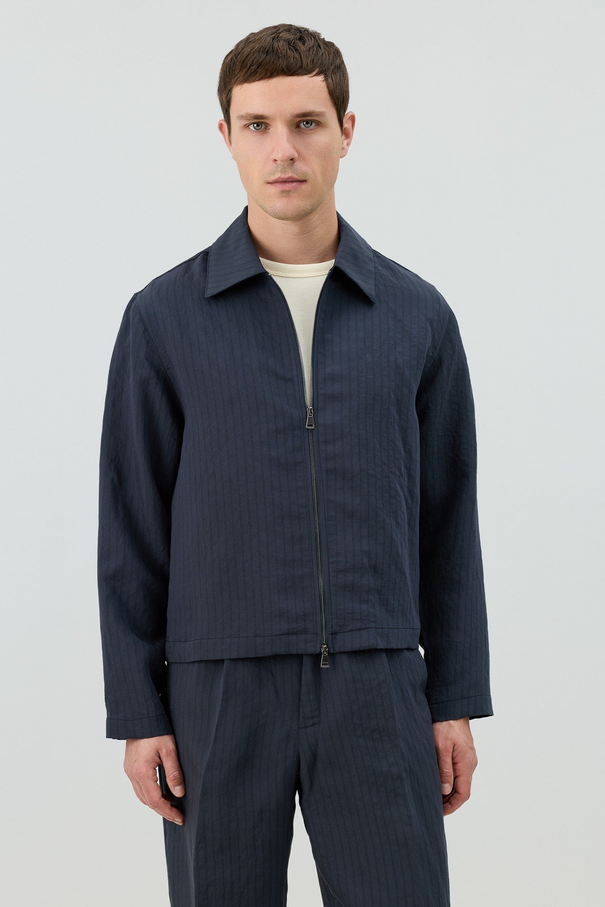 Antioch Men's Striped Jacket with Modal Blend