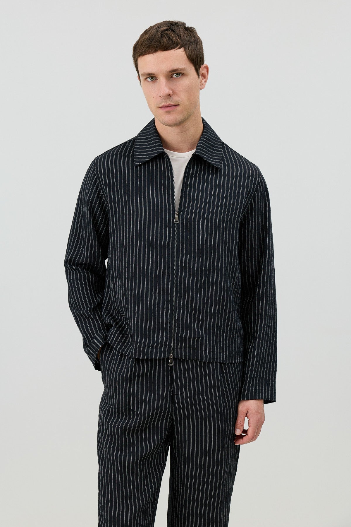 Antioch Men's Striped Jacket with Modal Blend