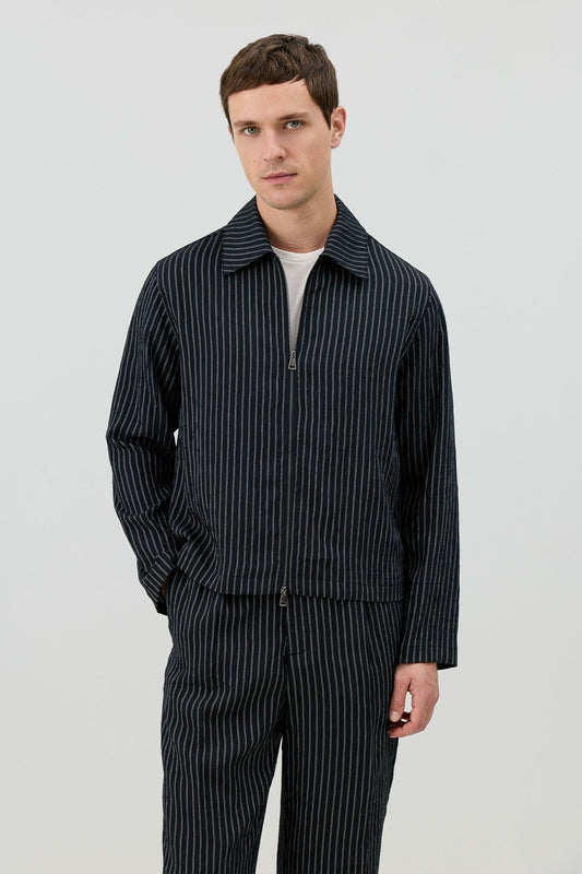 Antioch Men's Striped Jacket with Modal Blend
