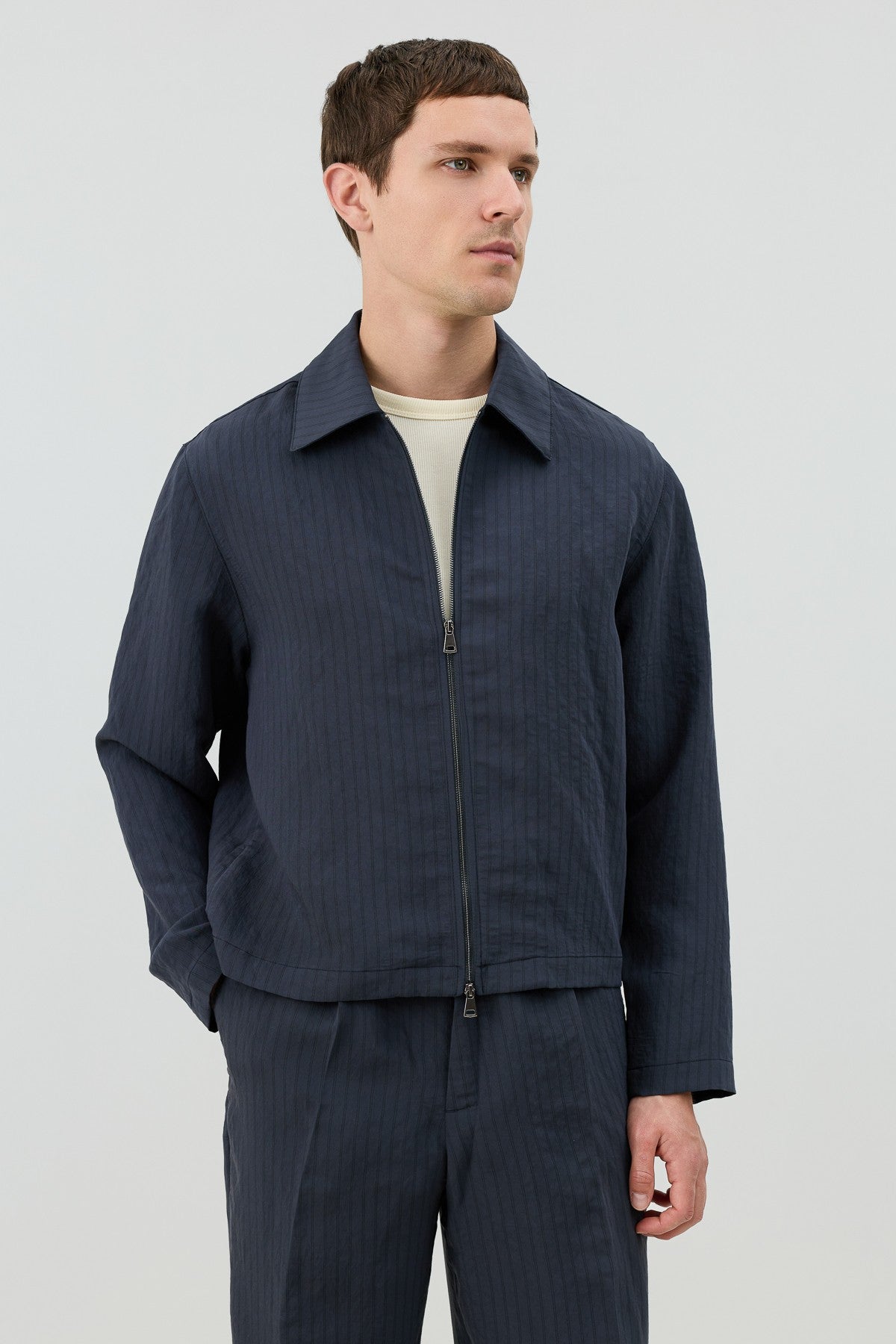 Antioch Men's Striped Jacket with Modal Blend
