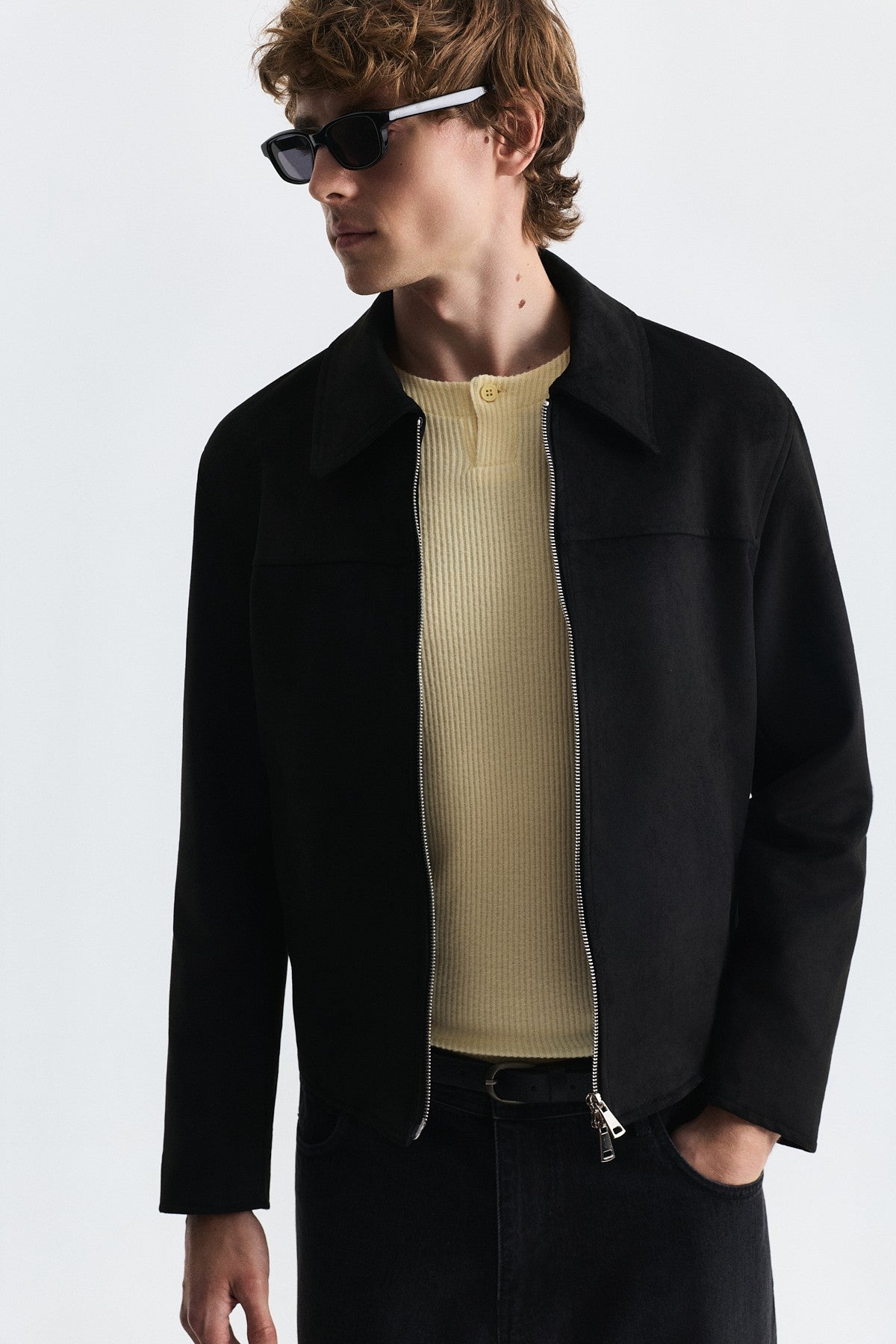 Faux Suede Boxy-Fit Jacket