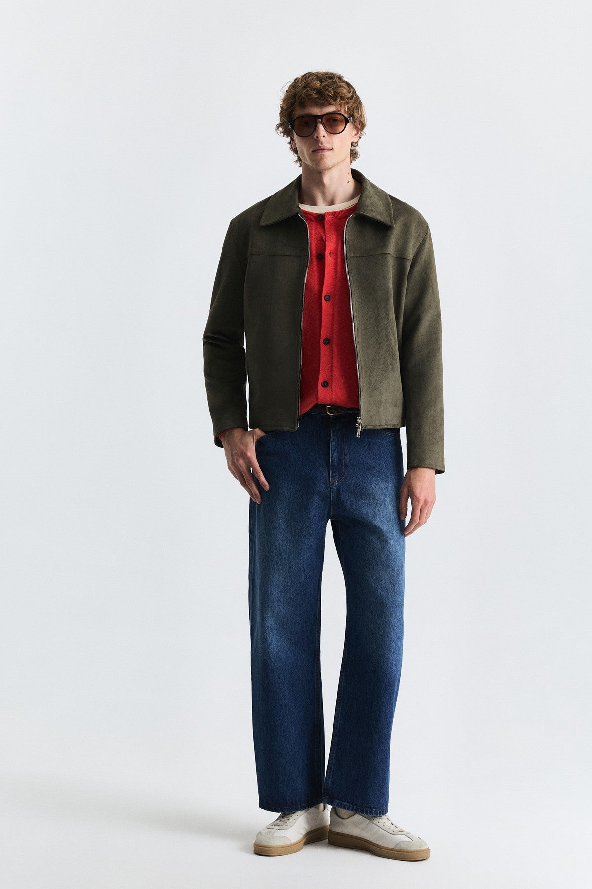 Faux Suede Boxy-Fit Jacket