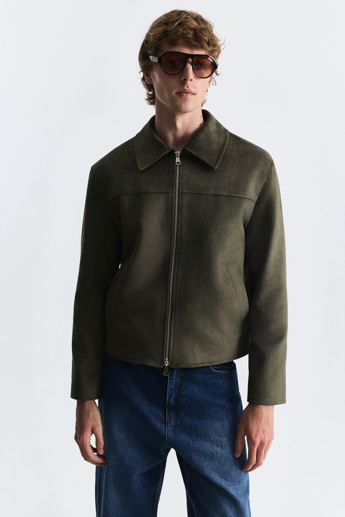 Faux Suede Boxy-Fit Jacket