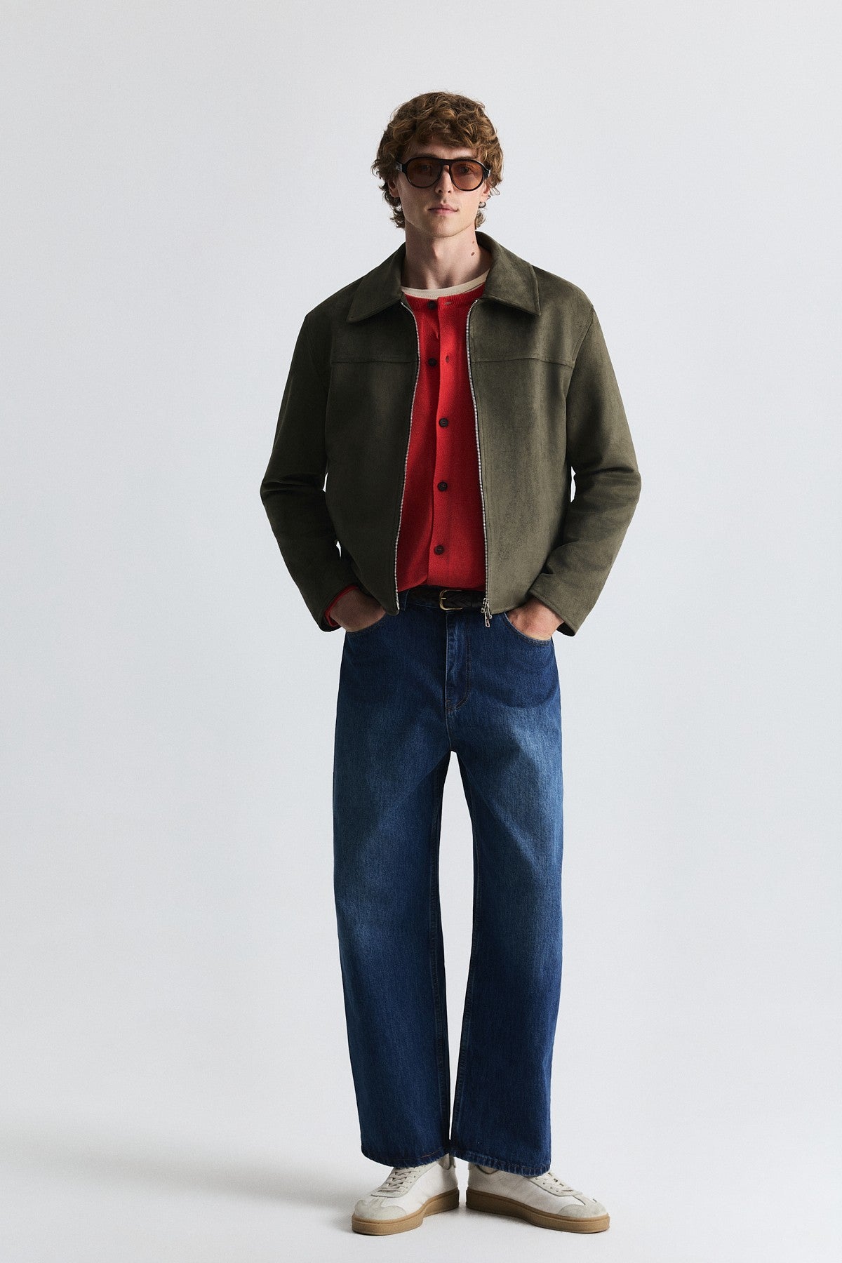 Faux Suede Boxy-Fit Jacket