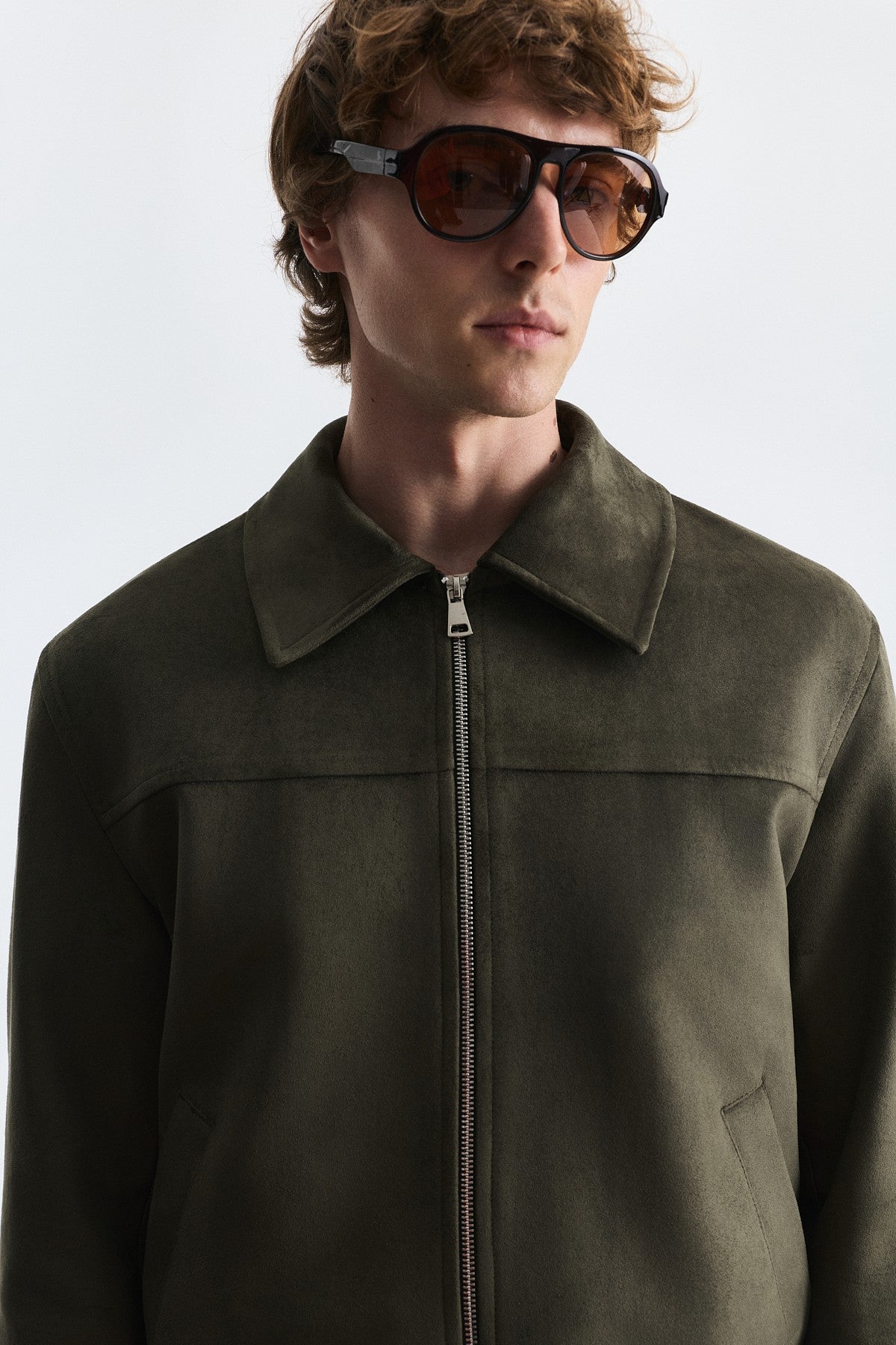 Faux Suede Boxy-Fit Jacket