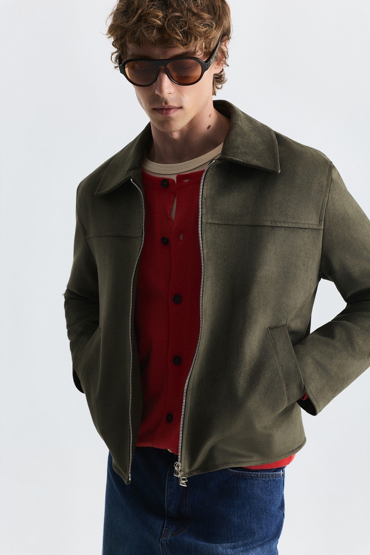 Faux Suede Boxy-Fit Jacket