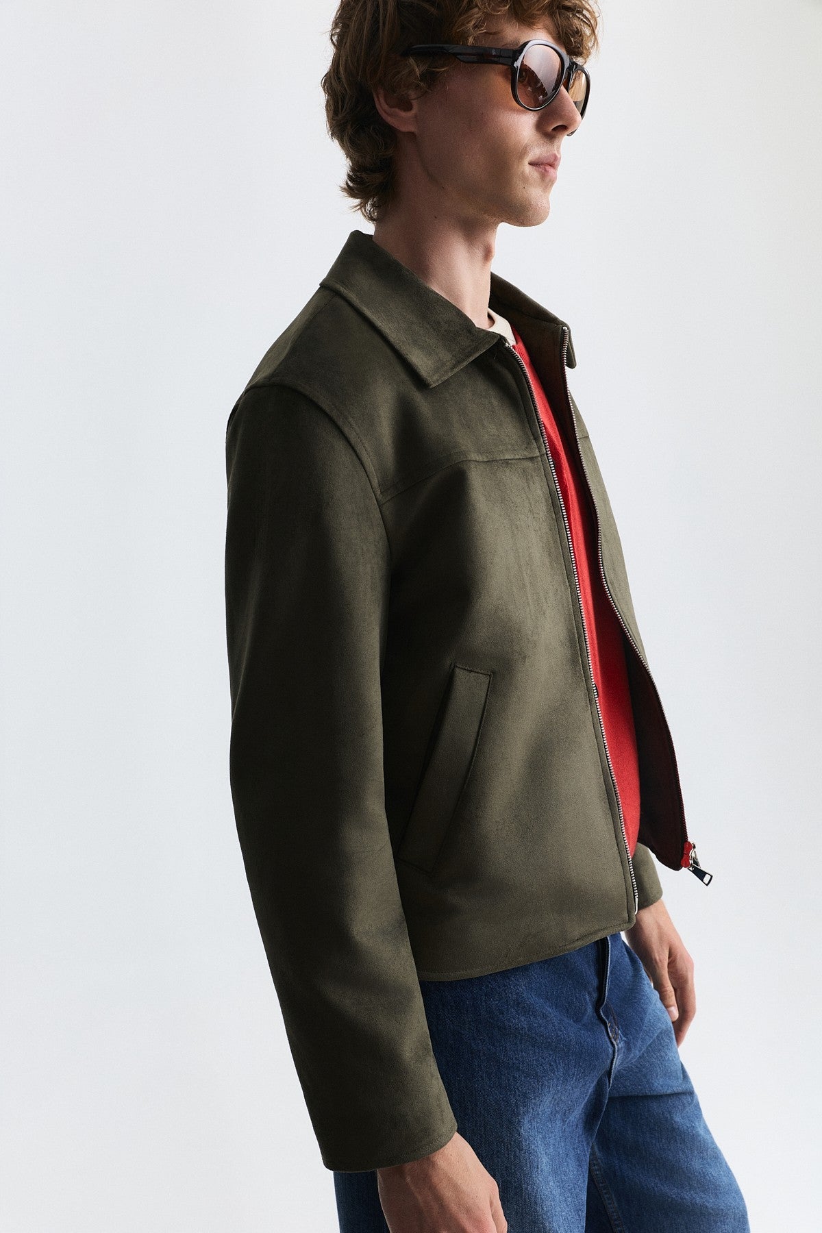 Faux Suede Boxy-Fit Jacket