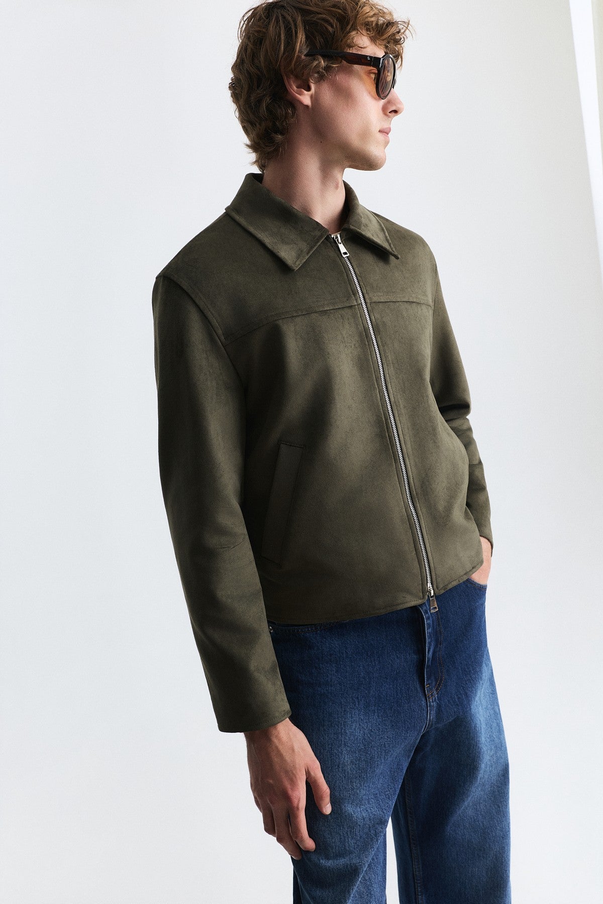 Faux Suede Boxy-Fit Jacket