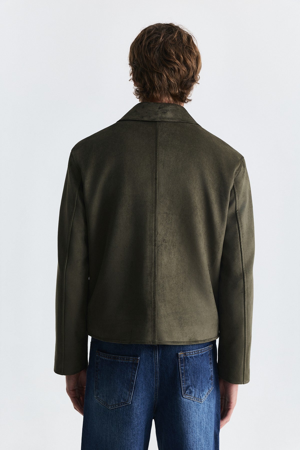 Faux Suede Boxy-Fit Jacket
