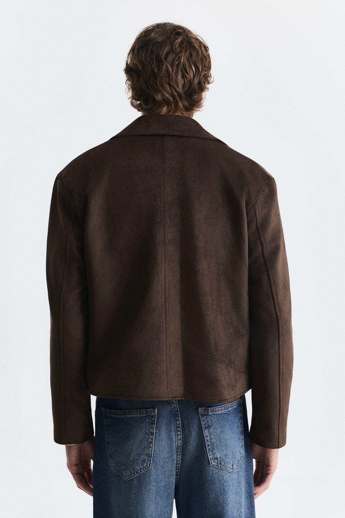 Faux Suede Boxy-Fit Jacket