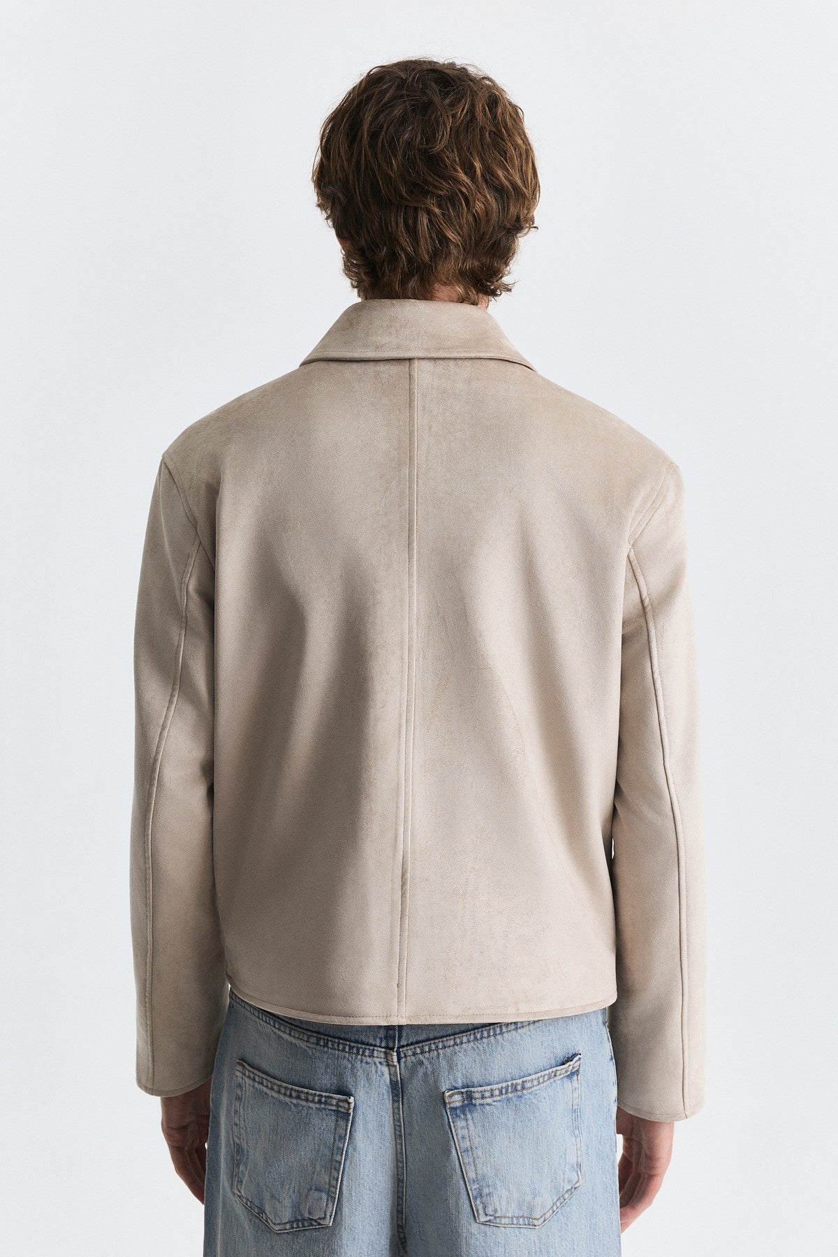 Faux Suede Boxy-Fit Jacket
