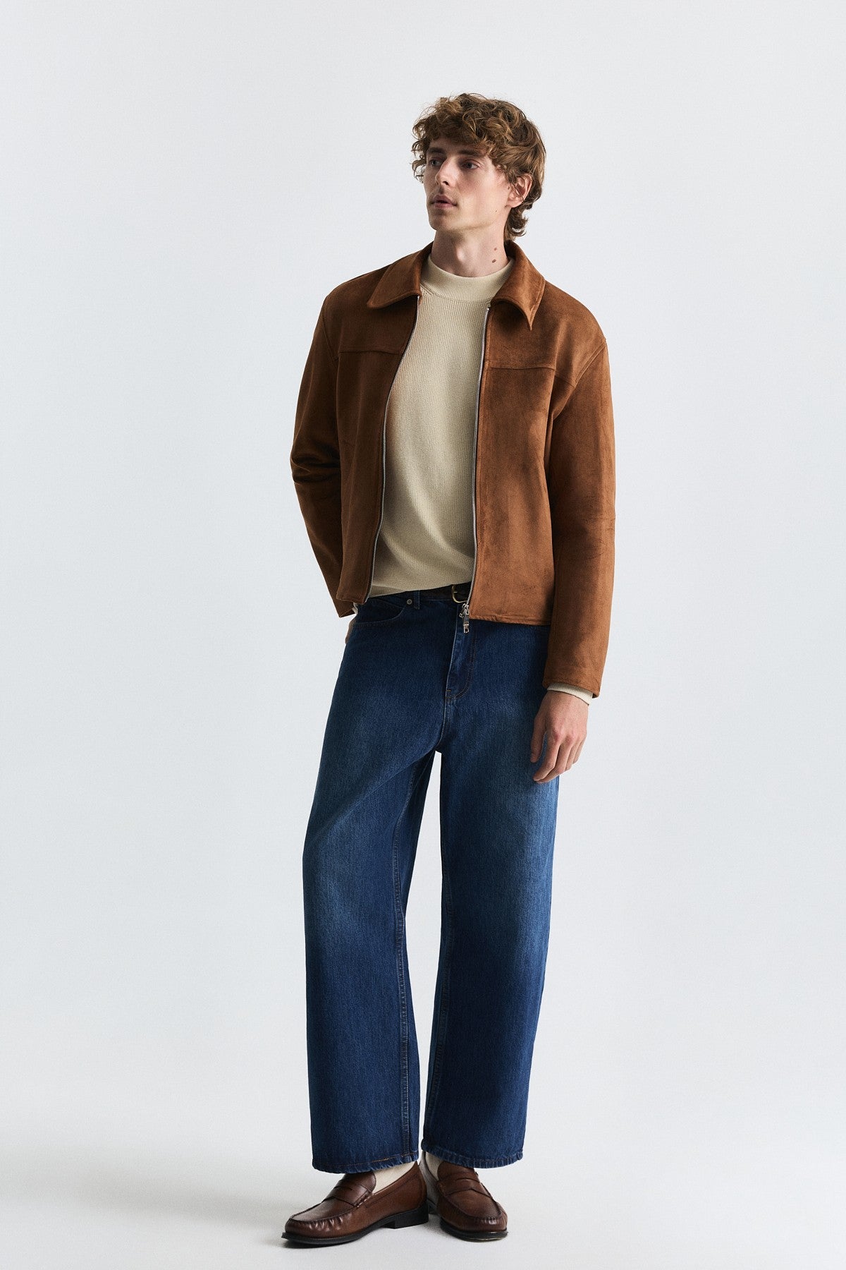 Faux Suede Boxy-Fit Jacket