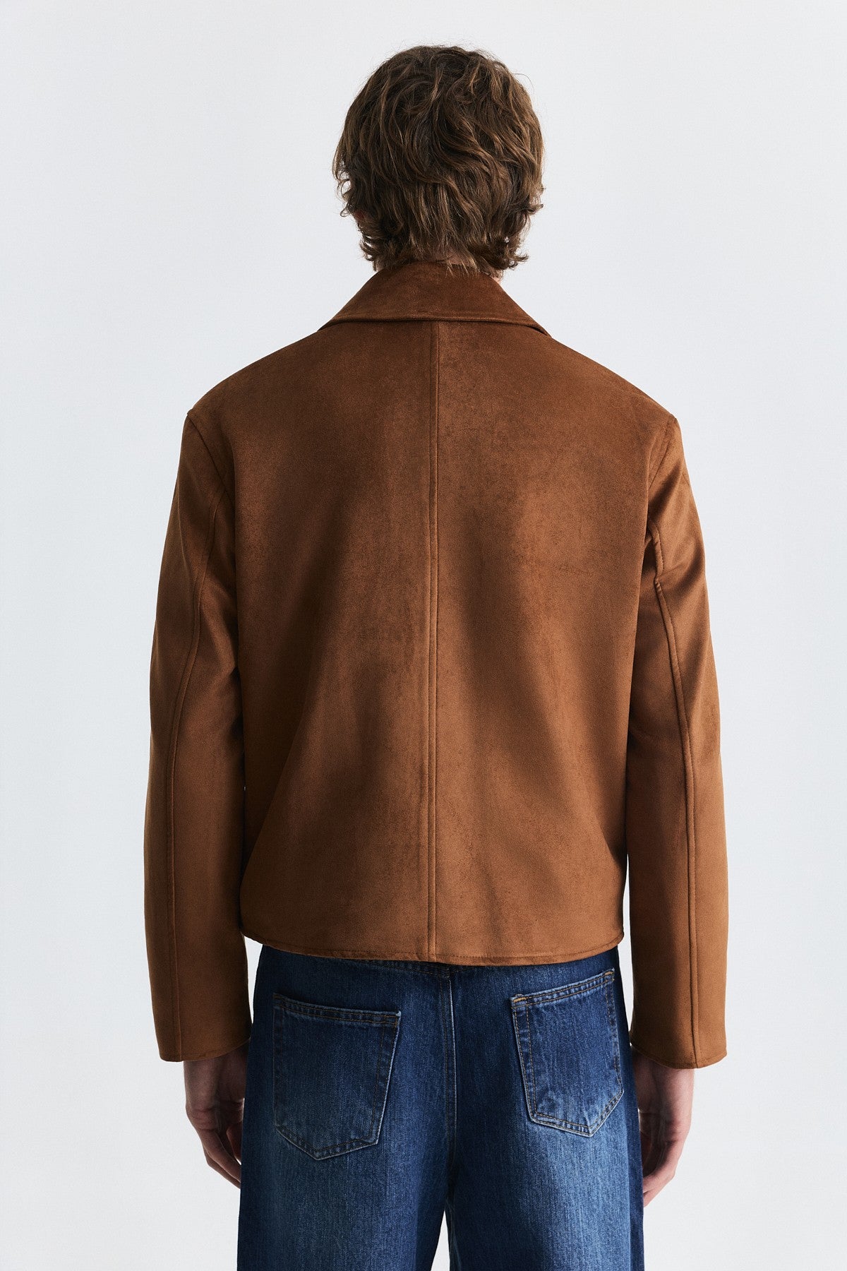 Faux Suede Boxy-Fit Jacket