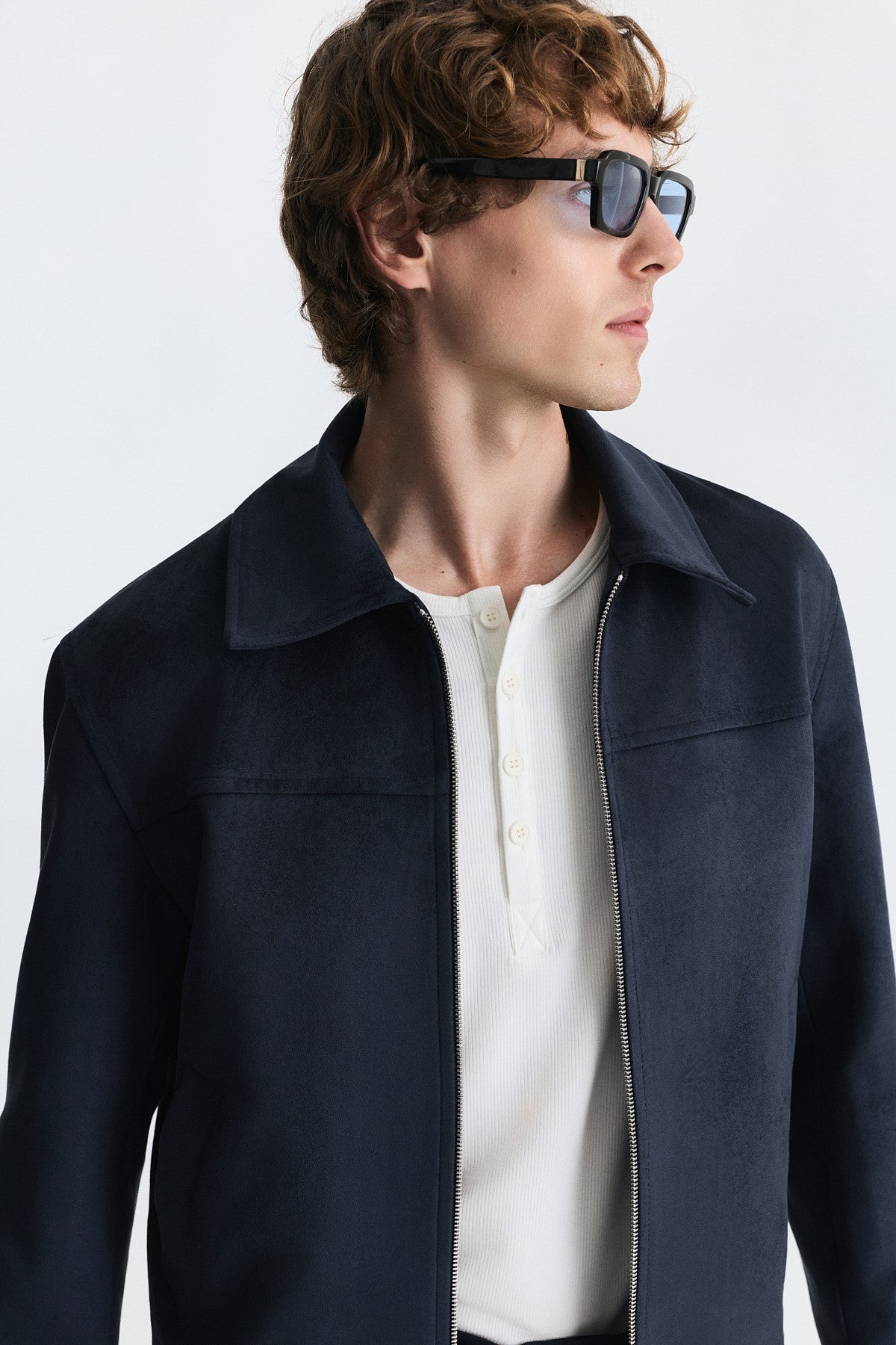 Faux Suede Boxy-Fit Jacket