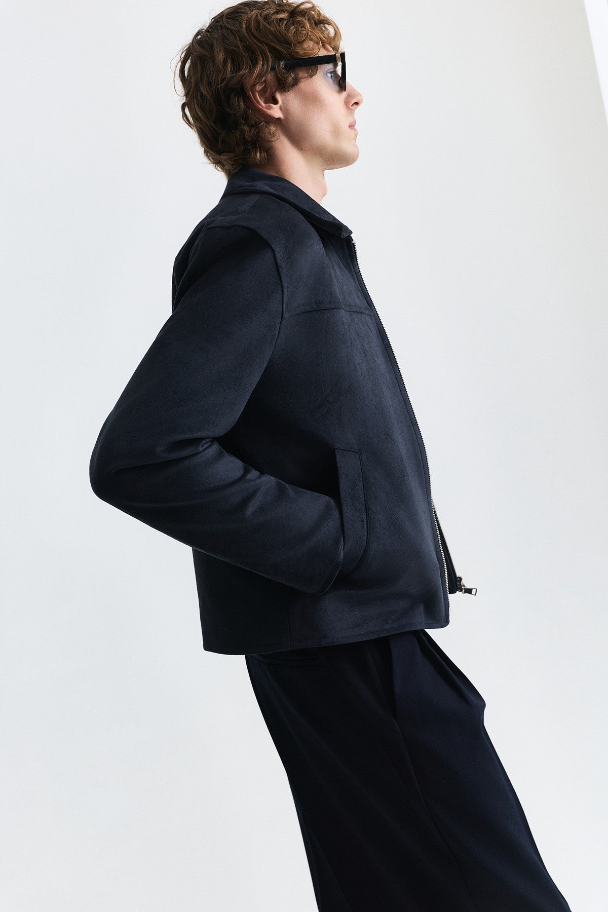 Faux Suede Boxy-Fit Jacket