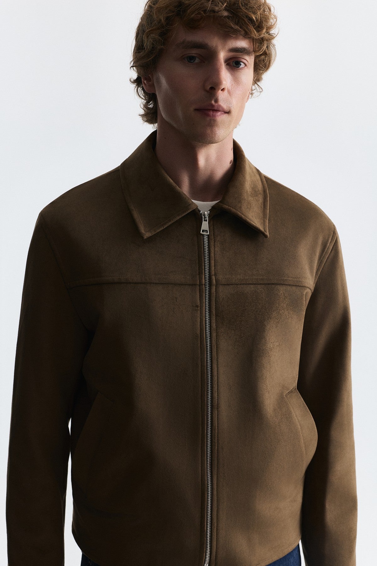 Faux Suede Boxy-Fit Jacket