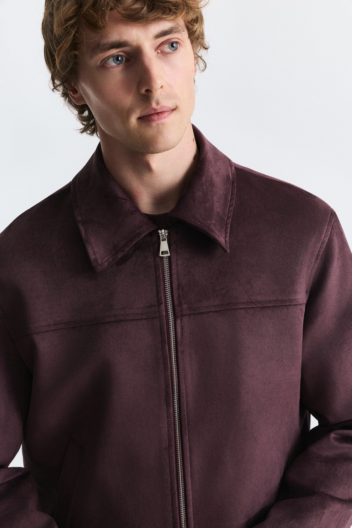 Faux Suede Boxy-Fit Jacket