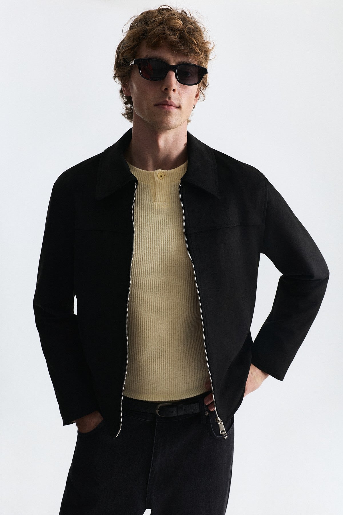 Faux Suede Boxy-Fit Jacket