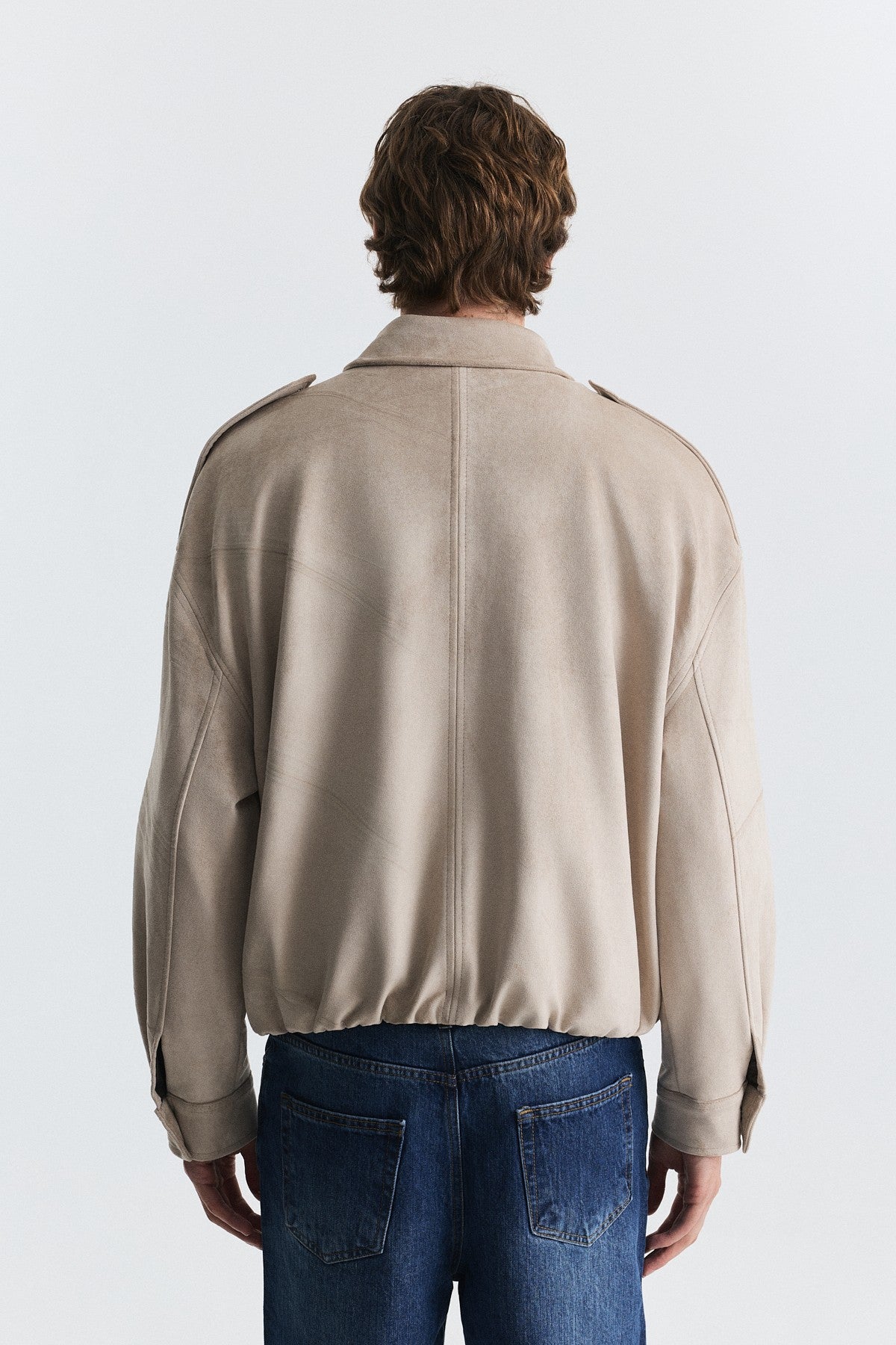 Hidden-Zip Faux Suede Jacket