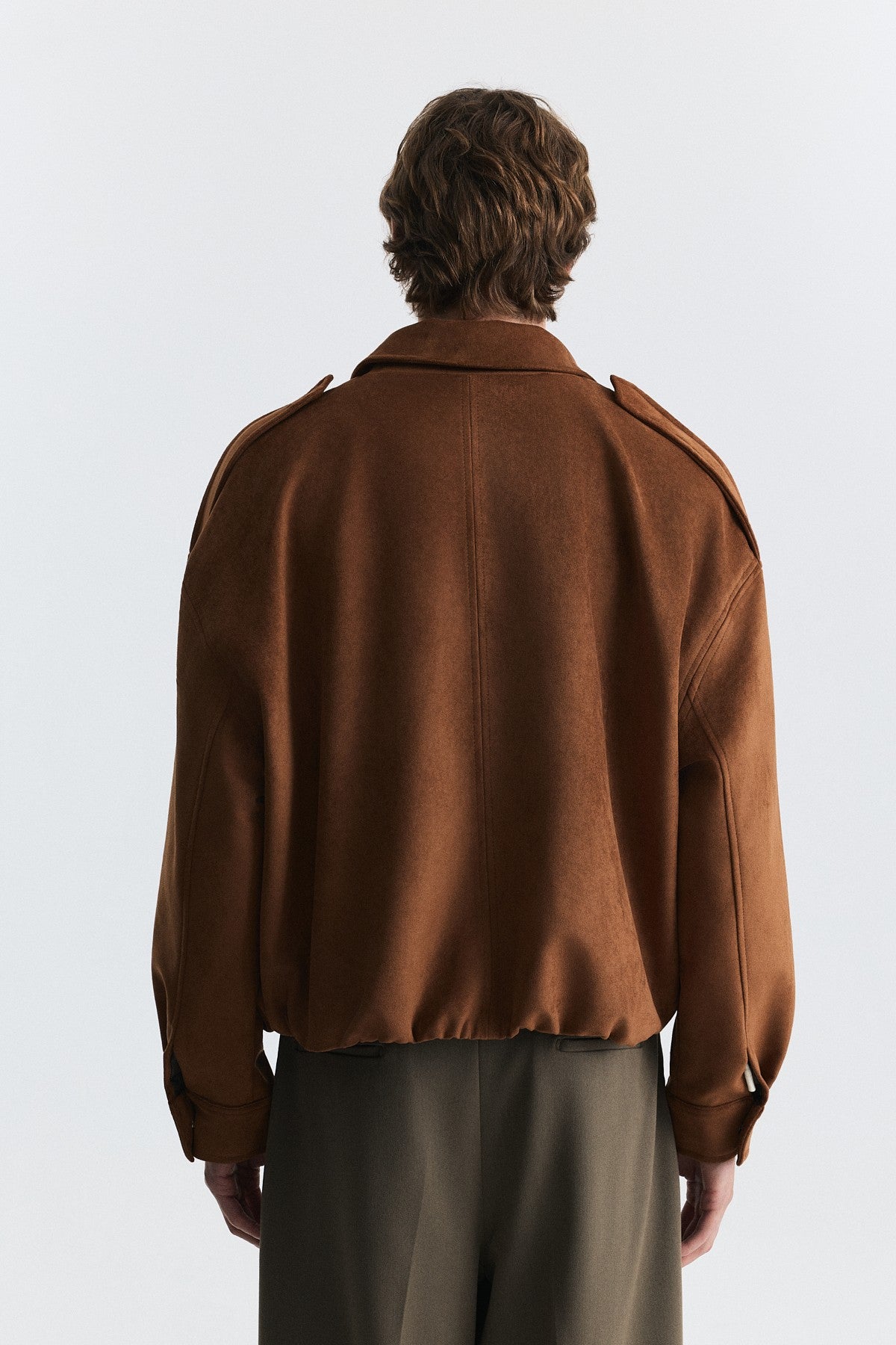 Hidden-Zip Faux Suede Jacket