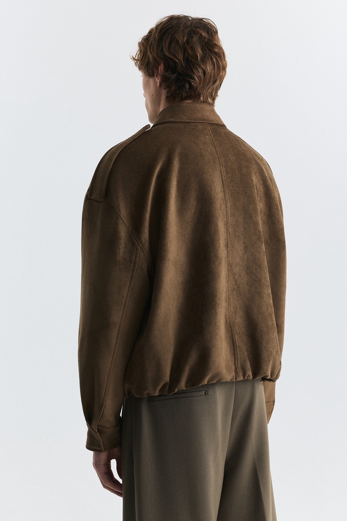 Hidden-Zip Faux Suede Jacket