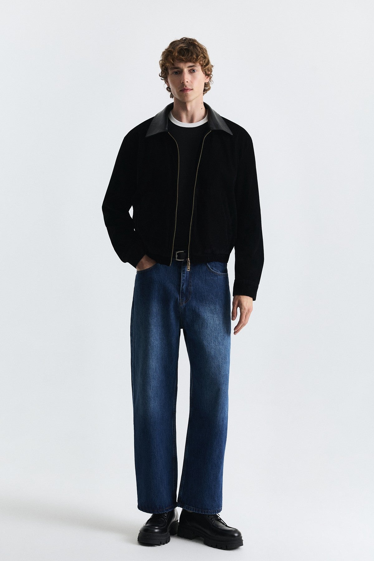 Faux Leather Collar Jacket