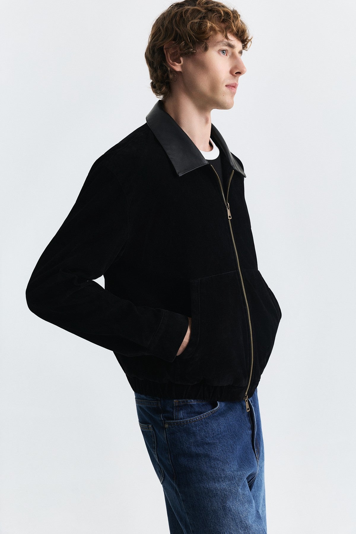 Faux Leather Collar Jacket
