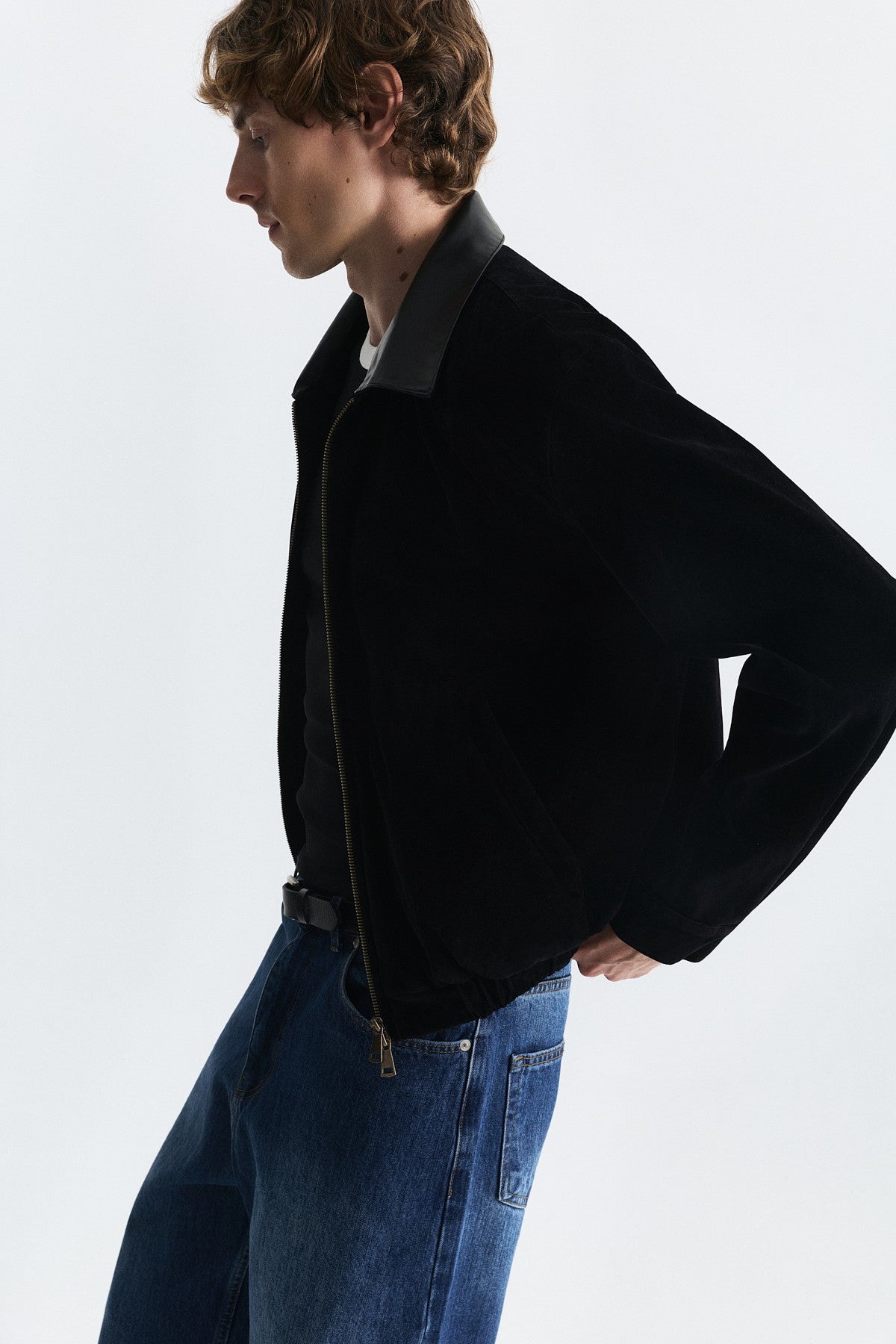 Faux Leather Collar Jacket