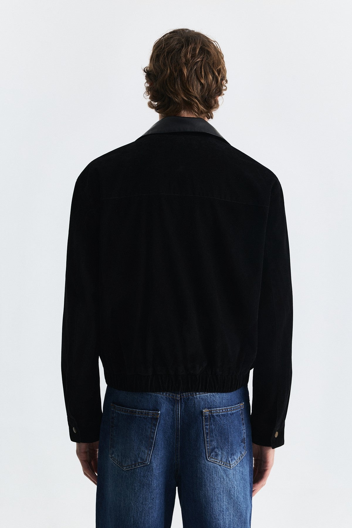 Faux Leather Collar Jacket