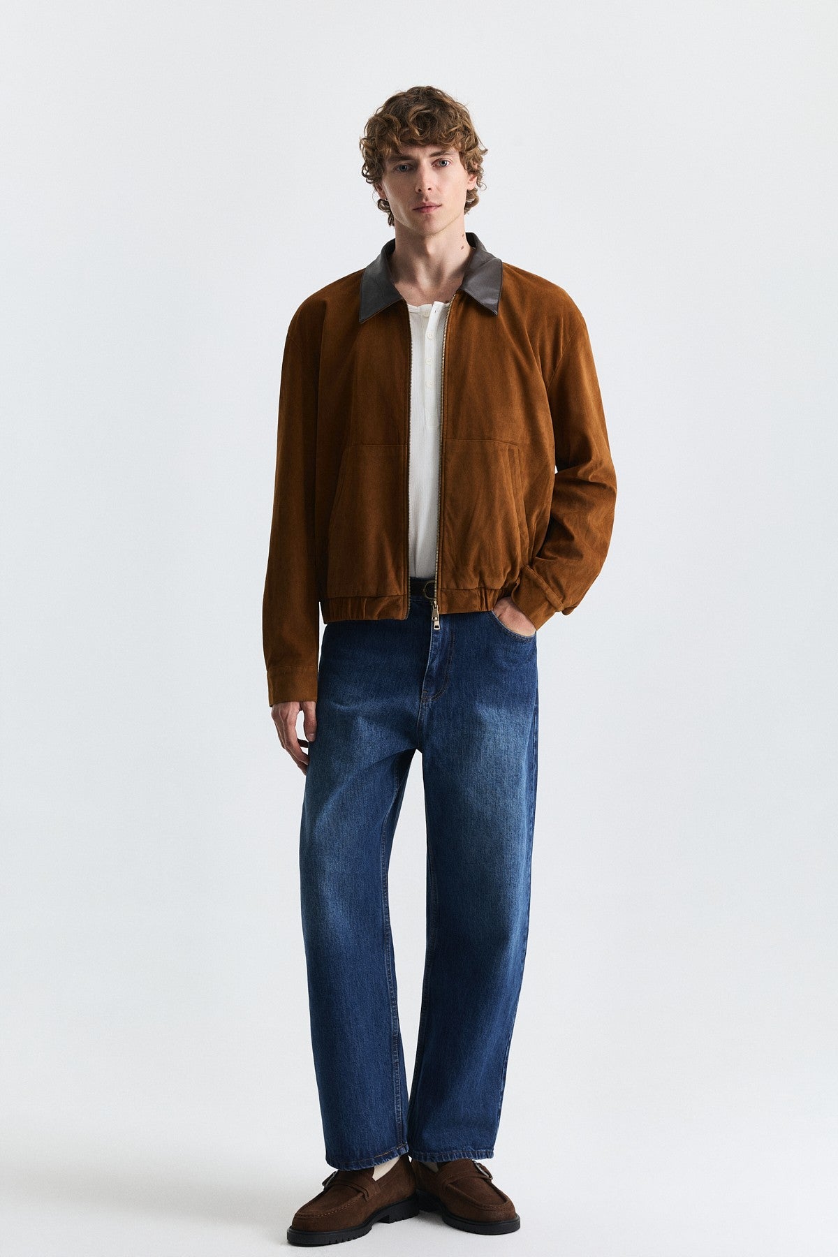 Faux Leather Collar Jacket