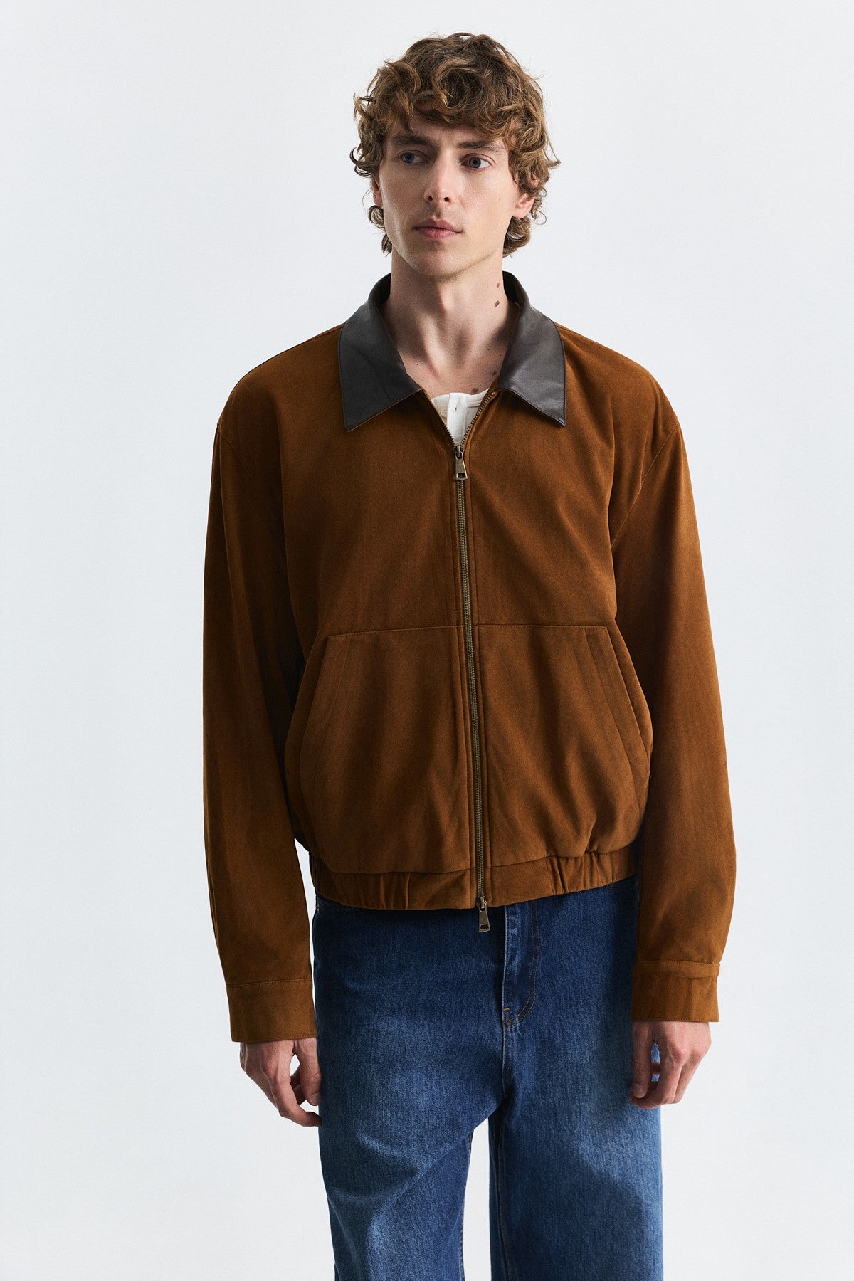 Faux Leather Collar Jacket