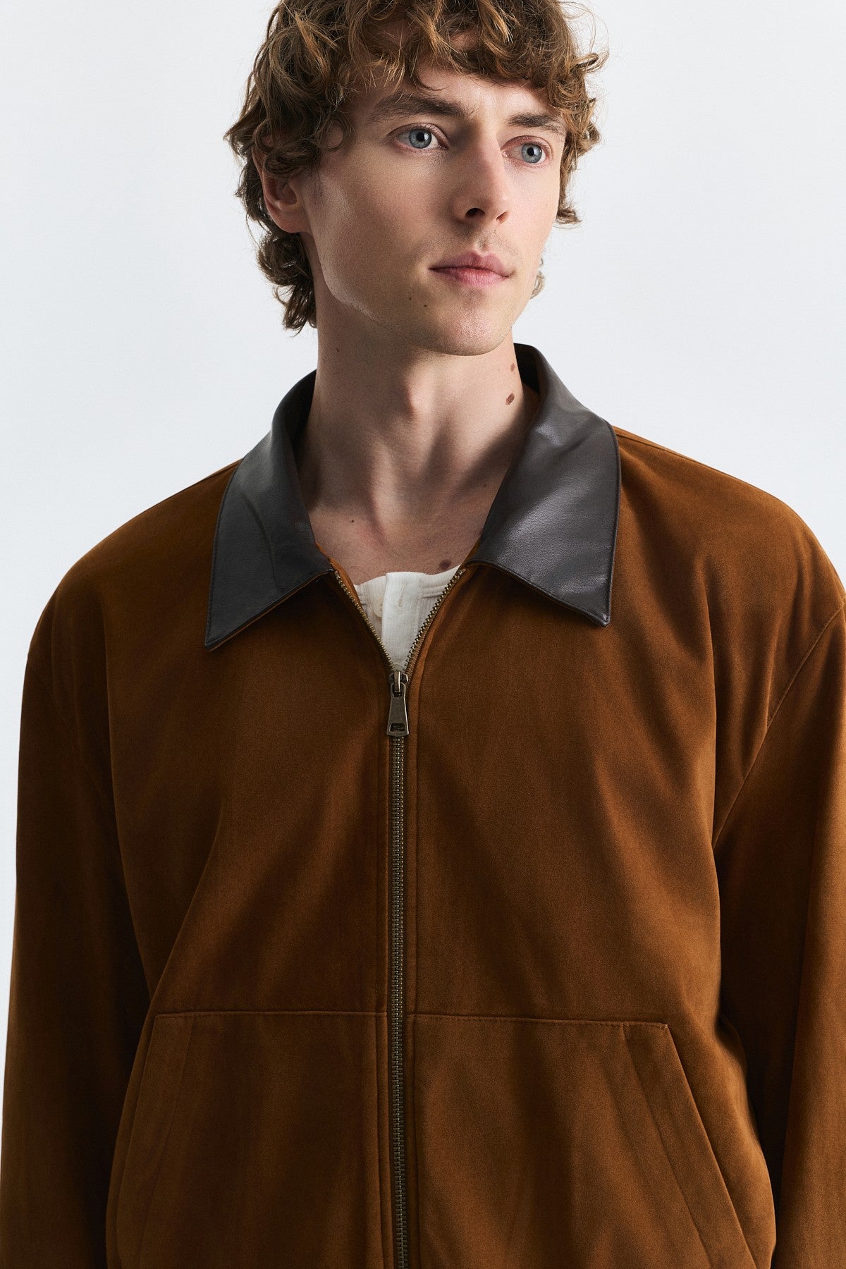Faux Leather Collar Jacket