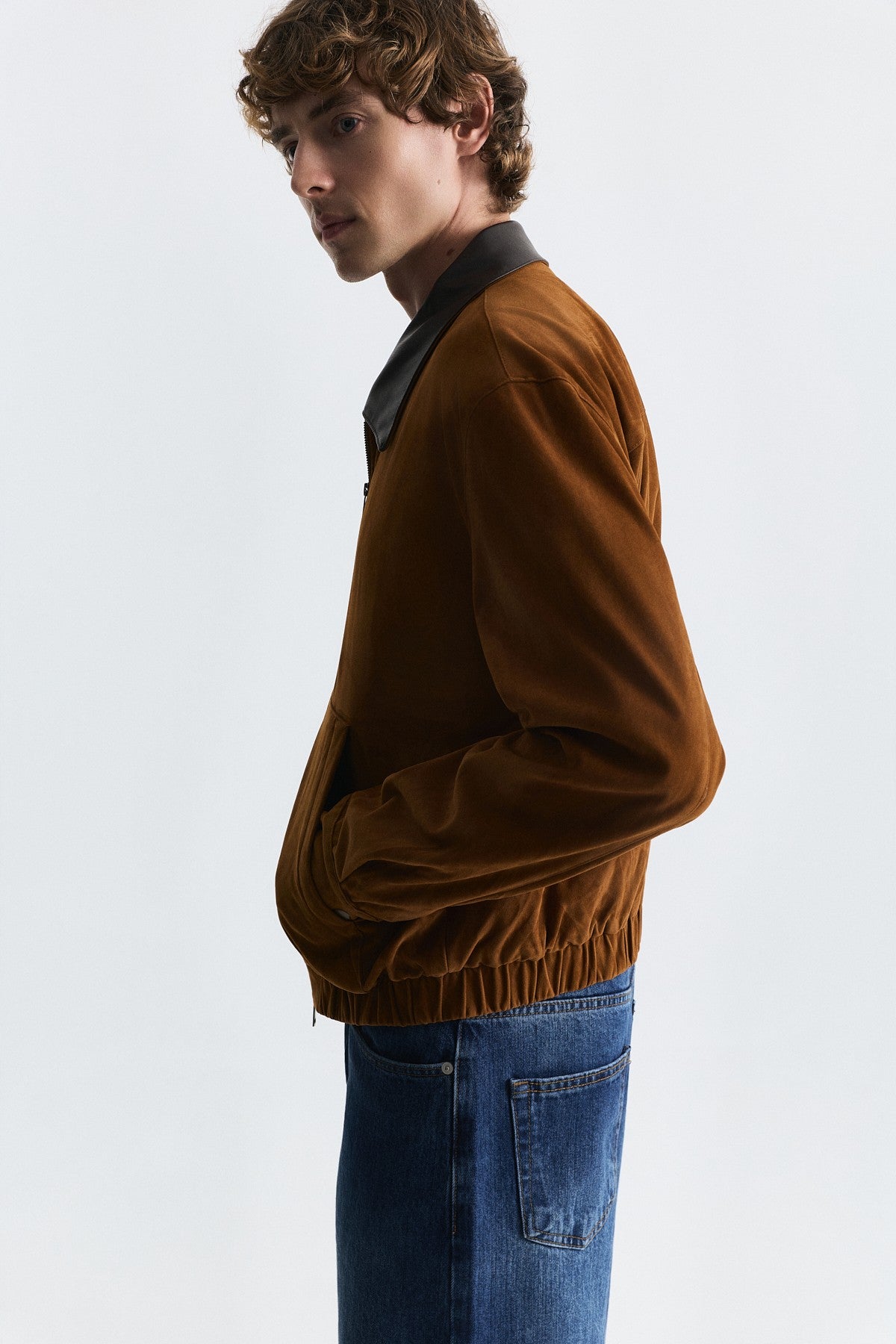 Faux Leather Collar Jacket