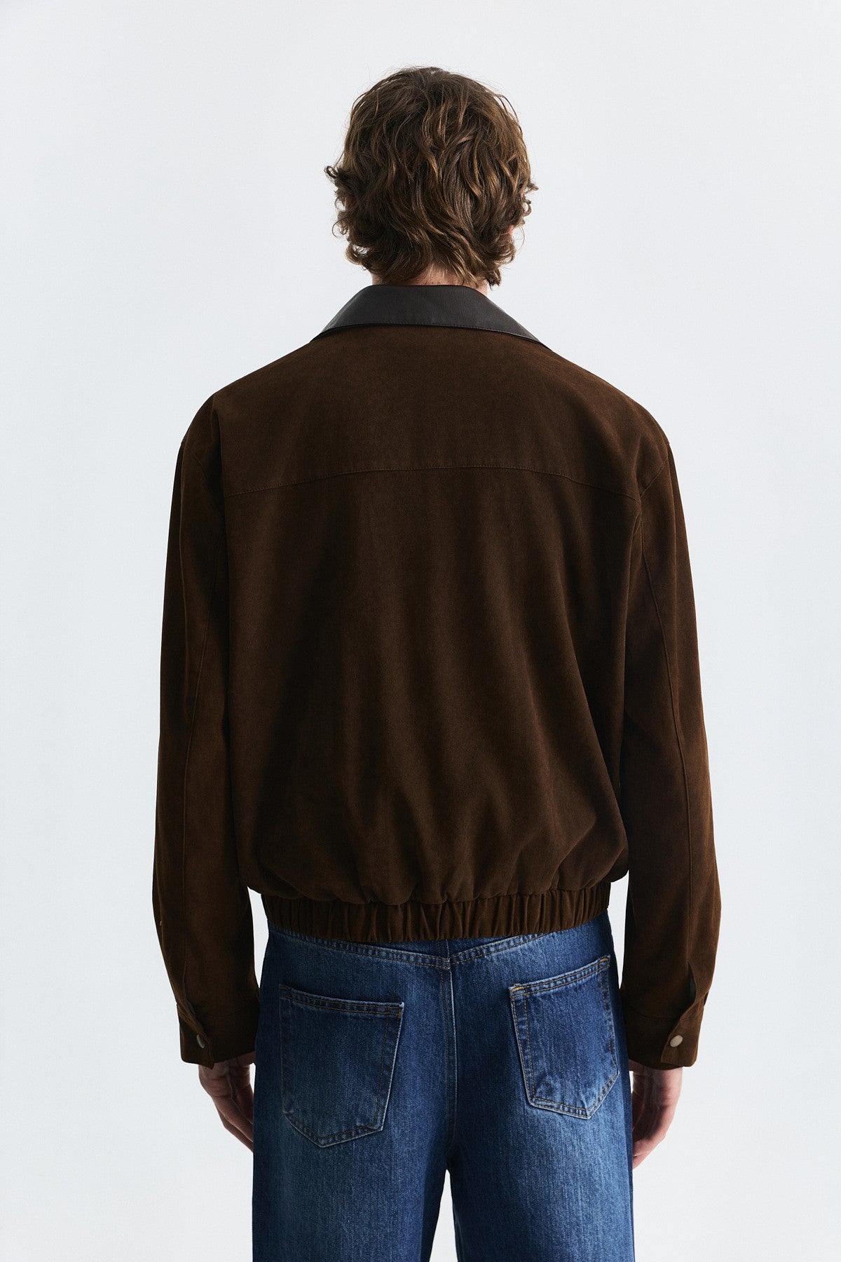 Faux Leather Collar Jacket
