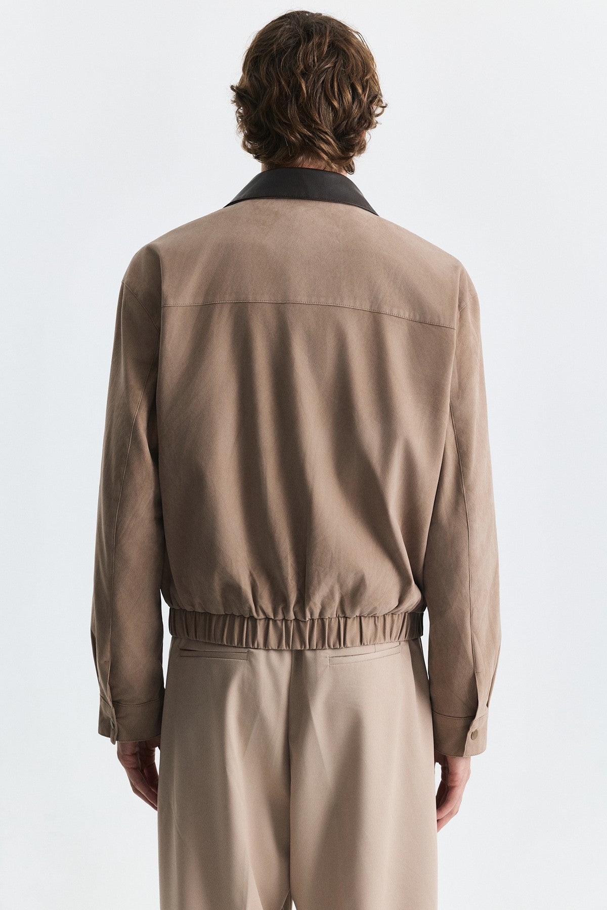 Faux Leather Collar Jacket