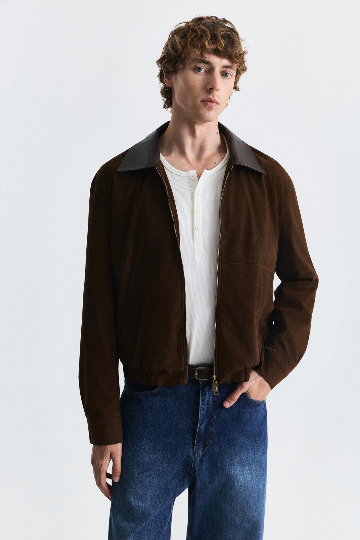 Faux Leather Collar Jacket