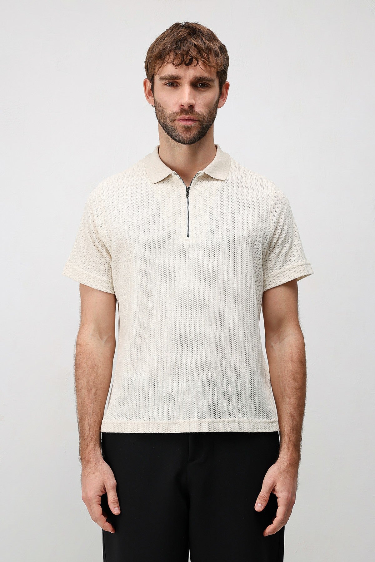 Antioch Textured Knit Polo Neck Men's T-Shirt