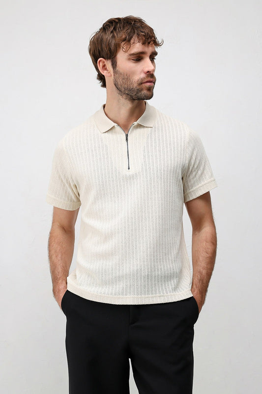 Antioch Textured Knit Polo Neck Men's T-Shirt