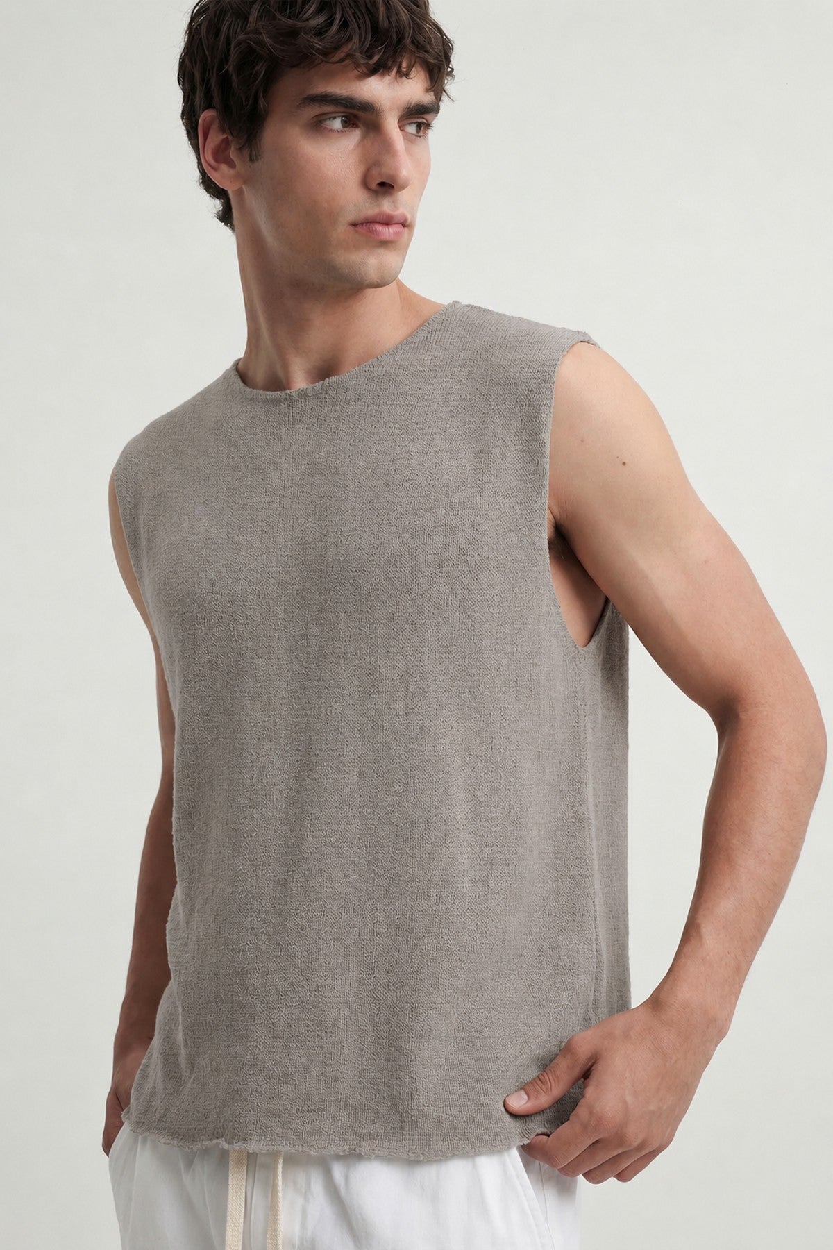 Relax Fit Textured Sleeveless T-shirt