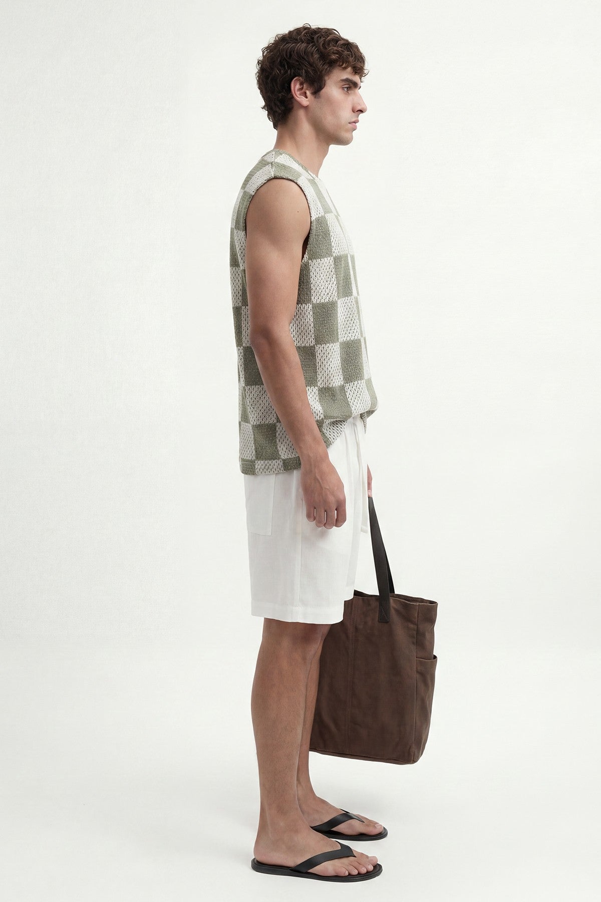 Checkered Sleeveless T-Shirt