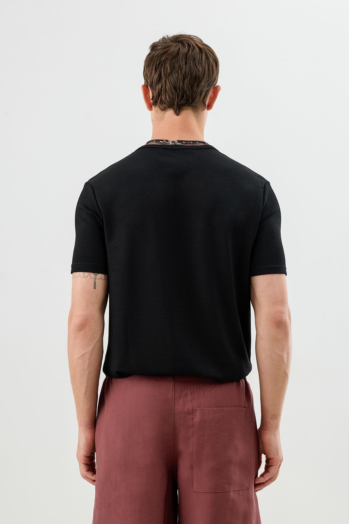 Cotton T-shirt with Button-Down Collar