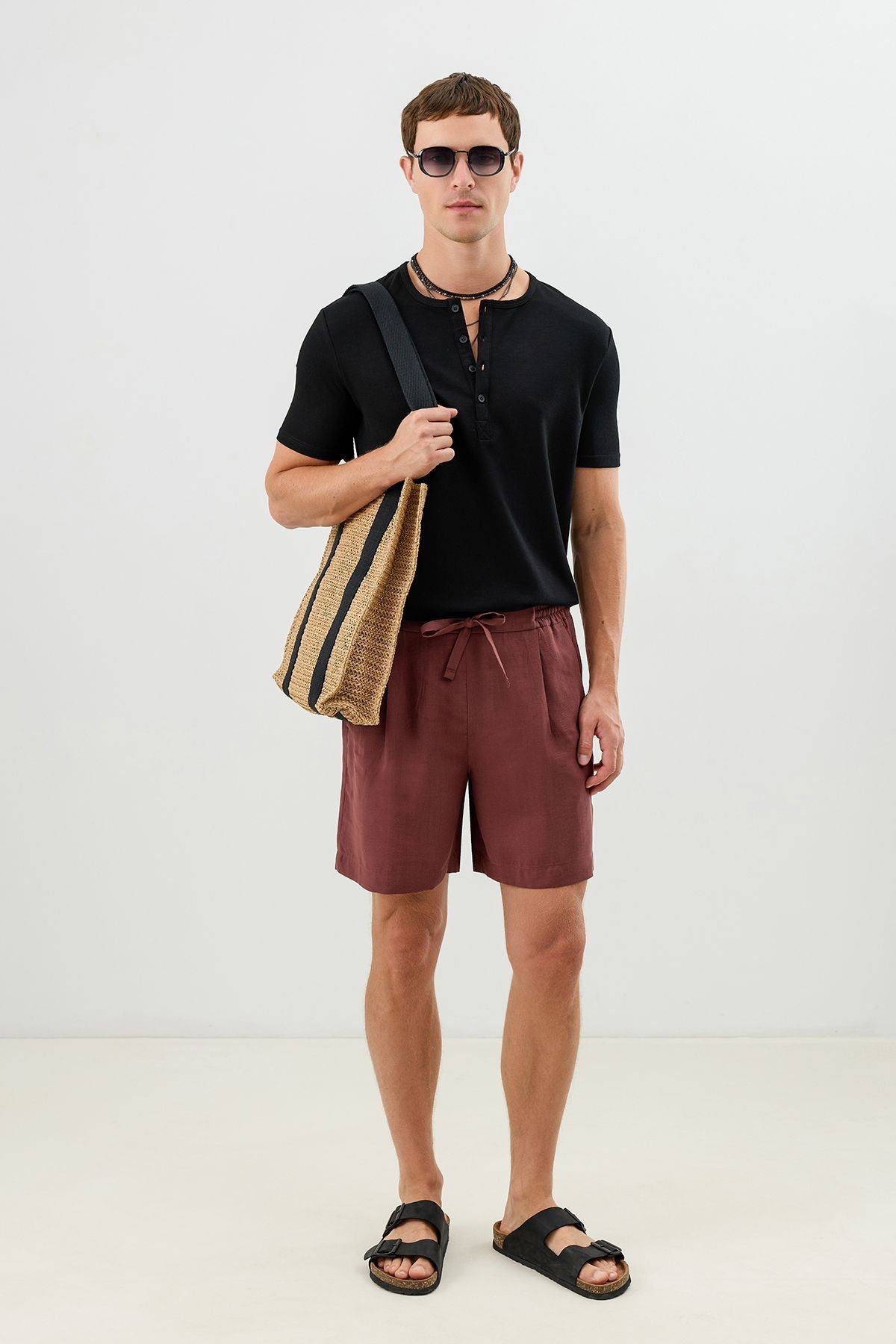 Cotton T-shirt with Button-Down Collar