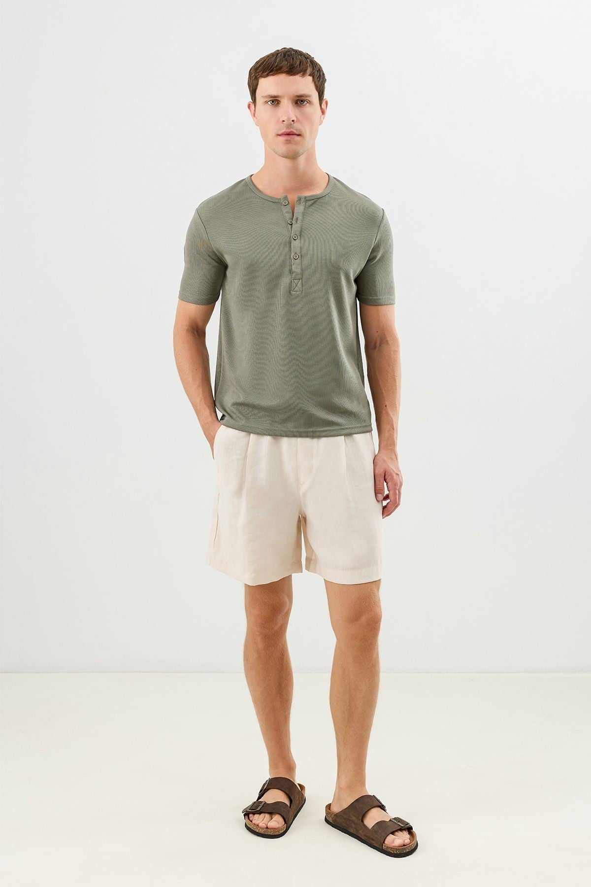 Cotton T-shirt with Button-Down Collar
