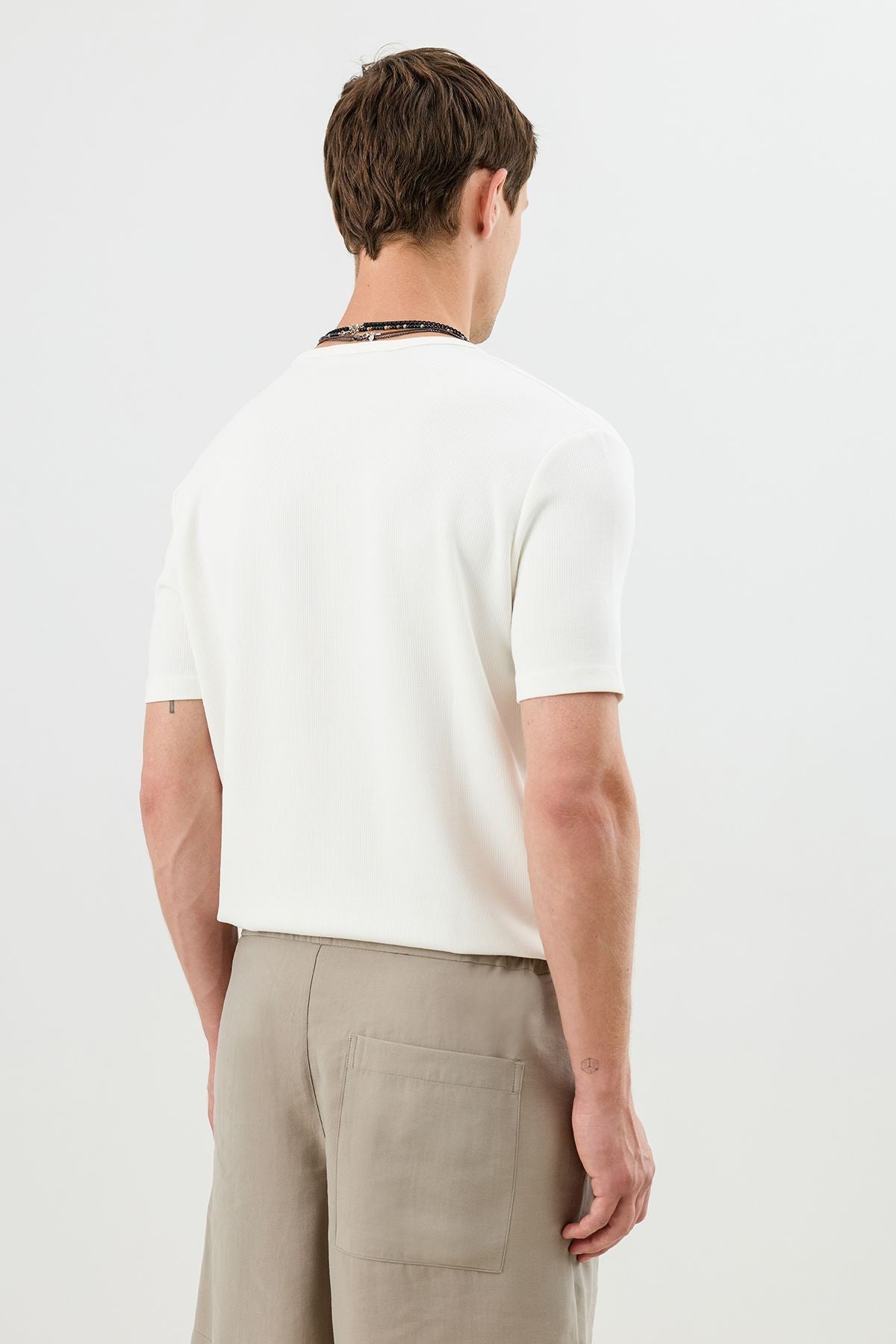 Cotton T-shirt with Button-Down Collar