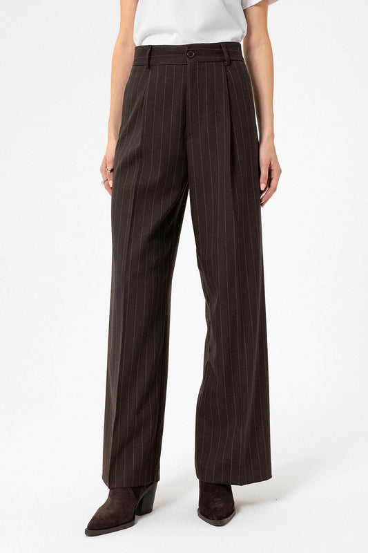 Antioch Women's High-Waisted Pleated Striped Pants