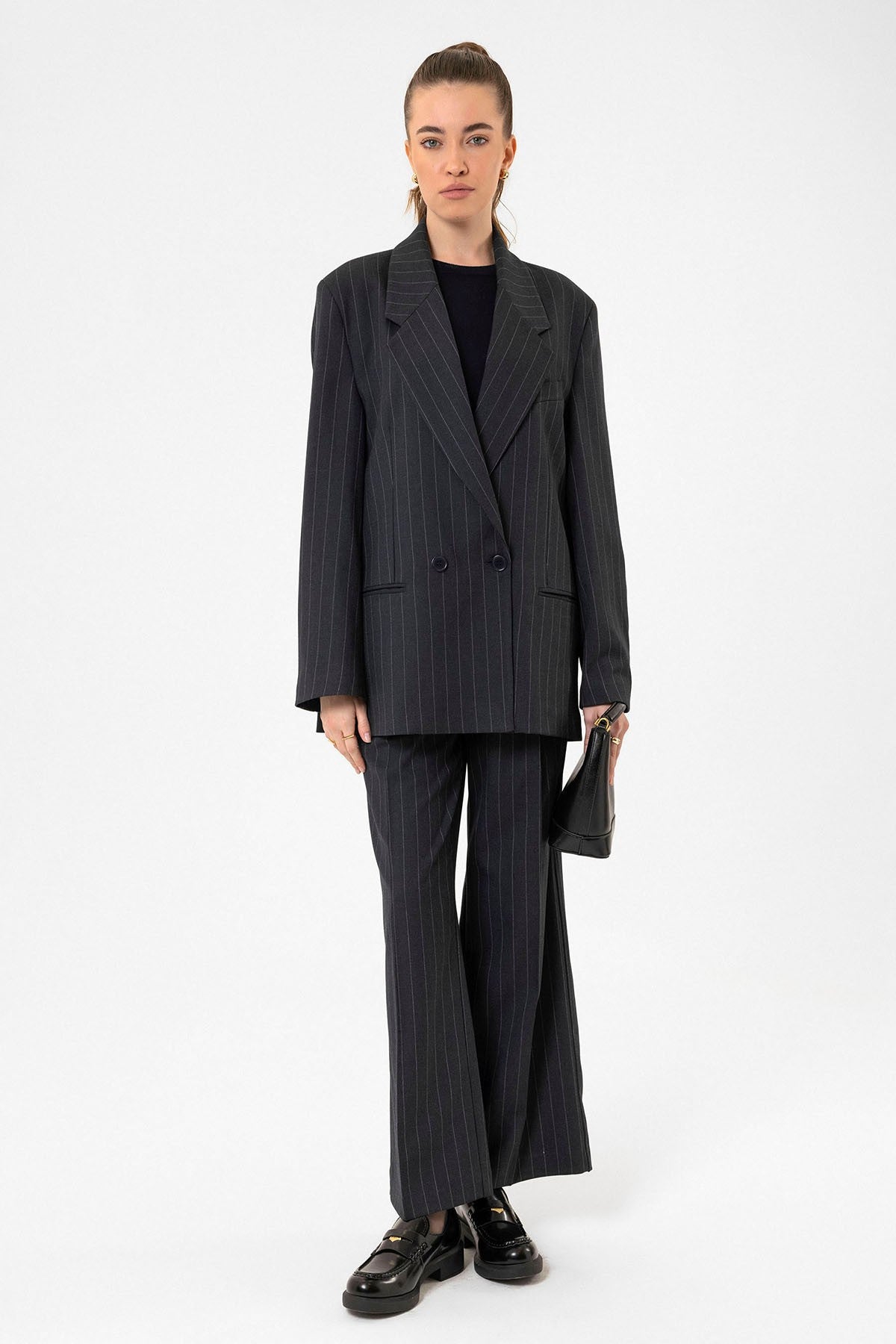 Antioch Women's High-Waisted Pleated Striped Pants