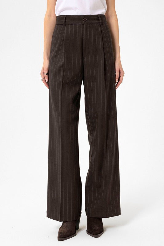 Antioch Women's High-Waisted Pleated Striped Pants